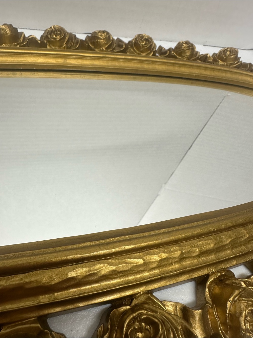 Vintage Syroco 2324 Gold Oval Mirror Roses Bow Hollywood Regency 25” - Picture 4 of 12